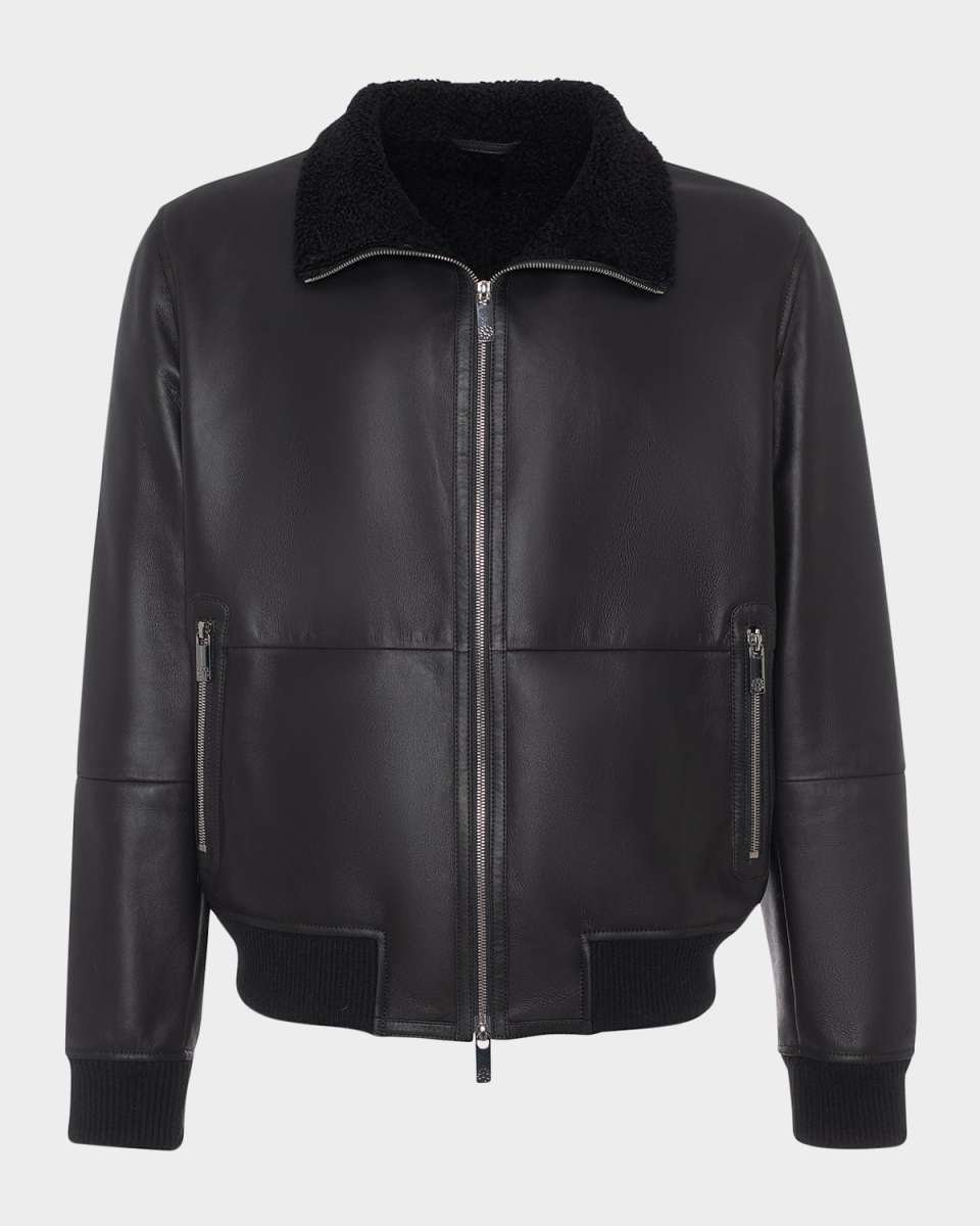 Men's Shearling Lamb Bomber Jacket